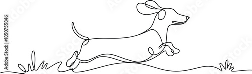Black and white line of a running dachshund dog line dachshund