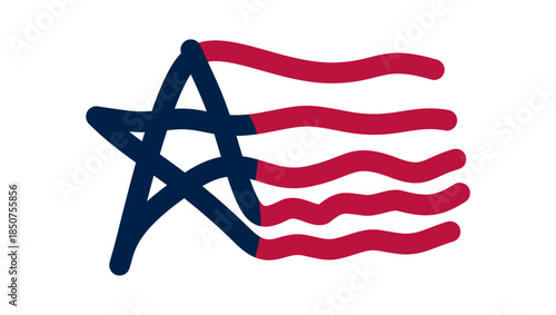 USA  flag line logo, flat simple illustration