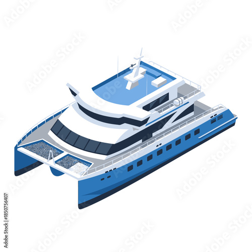 Modern Luxury Catamaran Yacht Illustration.
