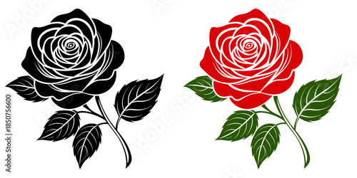 2 block and red rose flower with three leaf and rose tree vector art free and premium [Converted].ai