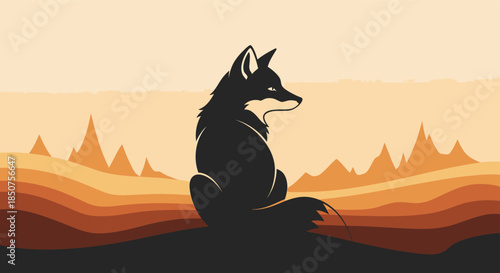 Fox in silhouette sunset