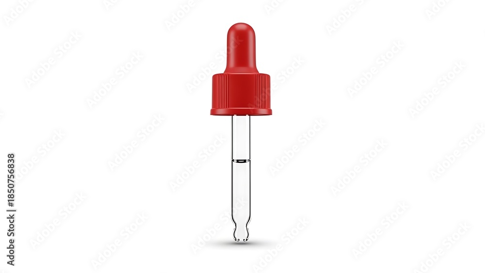 Fototapeta premium A red dropper with liquid inside on a white background