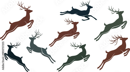 Multiple deer in motion
