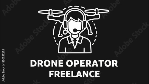 Drone Operator Freelance Icon with Person and Drone.