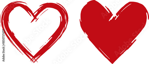 Red Love Heart Made Of Rough Strokes For Wedding