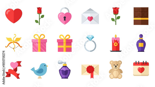 Love's Emblems: A charming collection of iconic symbols of love and affection, carefully arranged to capture the essence of romance.