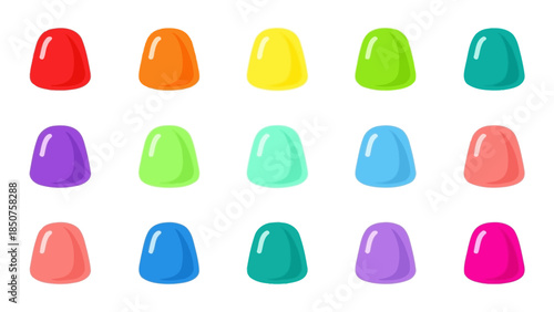 Vibrant Gummy Delights: An array of colorful gummy candies, each glistening with a tempting sheen, inviting viewers to savor the sweetness.