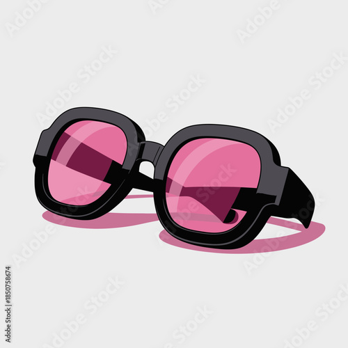 Chic black sunglasses featuring pink lenses rest in a casual setting, symbolizing fashion and confidence, ideal for a sunny day or a trendy outing.