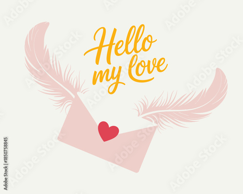 A whimsical illustration of a love letter with wings and a heart portrays the essence of romance, conveying feelings in a creative and artistic manner.