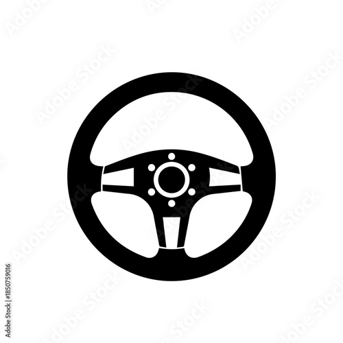 Black and white steering wheel