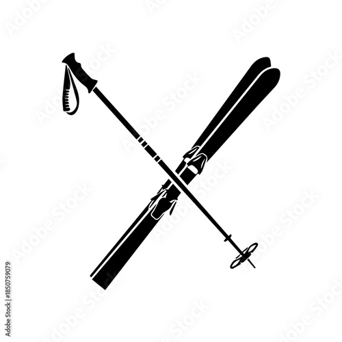 Skiing equipment crossed