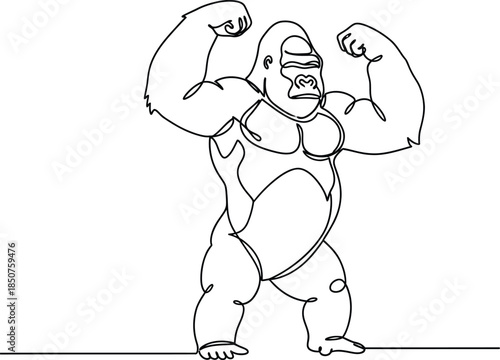 Gorilla flexing muscle art