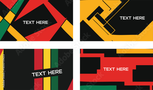 Set of 4 Geometric Abstract Banners,Posters or social media posts with Pan-African Colors for Black History Month, African American History.