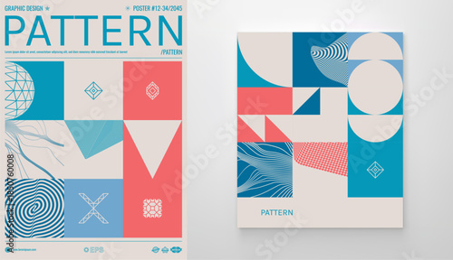 Abstract background. Geometrical art. Mosaic. Art composition. Cover design template. 3D illustration for brochure, poster, card, presentation, flyer, banner, diary, notebook or notepad.