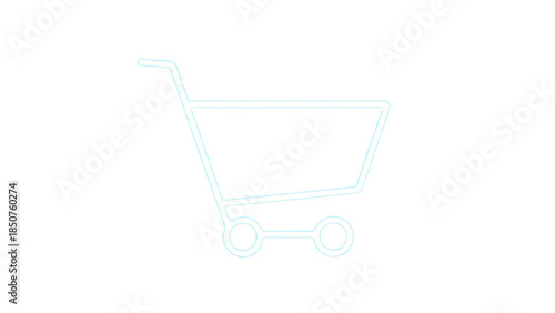 A minimalist illustration of a shopping cart on a plain background for graphic design.