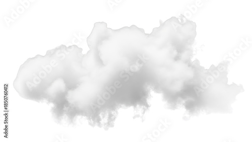 A large cloud floats alone in the sky on a sunny day with white background.
