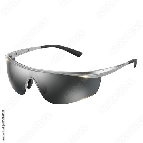 Silver sport sunglasses isolated on transparent background