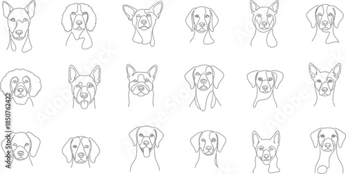 Dog faces line art