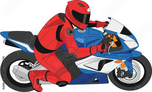 Racer on blue sportbike