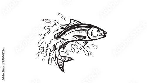 Dynamic Fish Jumping Out of Water Illustration