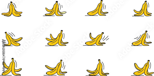 Banana peel graphic icons