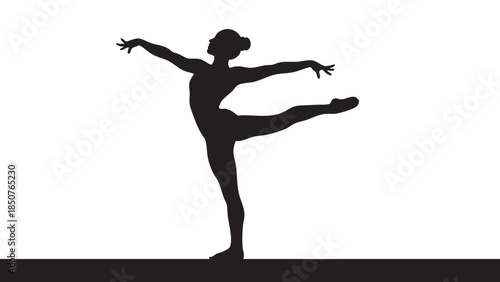 Silhouette of a ballet dancer performing a pose on a white background