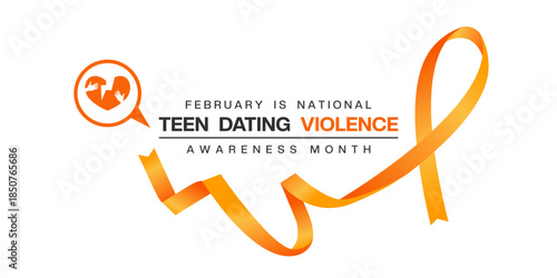 Teen Dating Violence Awareness Month. Ribbon. Great for cards, banners, posters, social media and more. White background. 