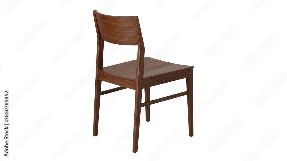 Fototapeta premium A brown wooden chair with a curved backrest is positioned on a plain surface.