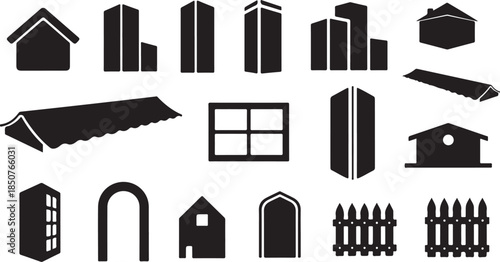 Architecture building element icon set vector