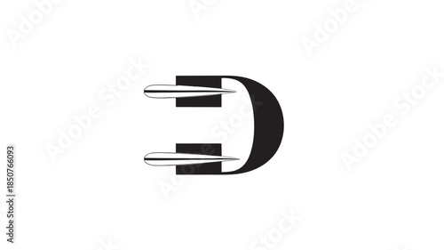 Electrical Plug in Simple Design with Black and White Color Scheme on Isolated White Background for Technology Illustration