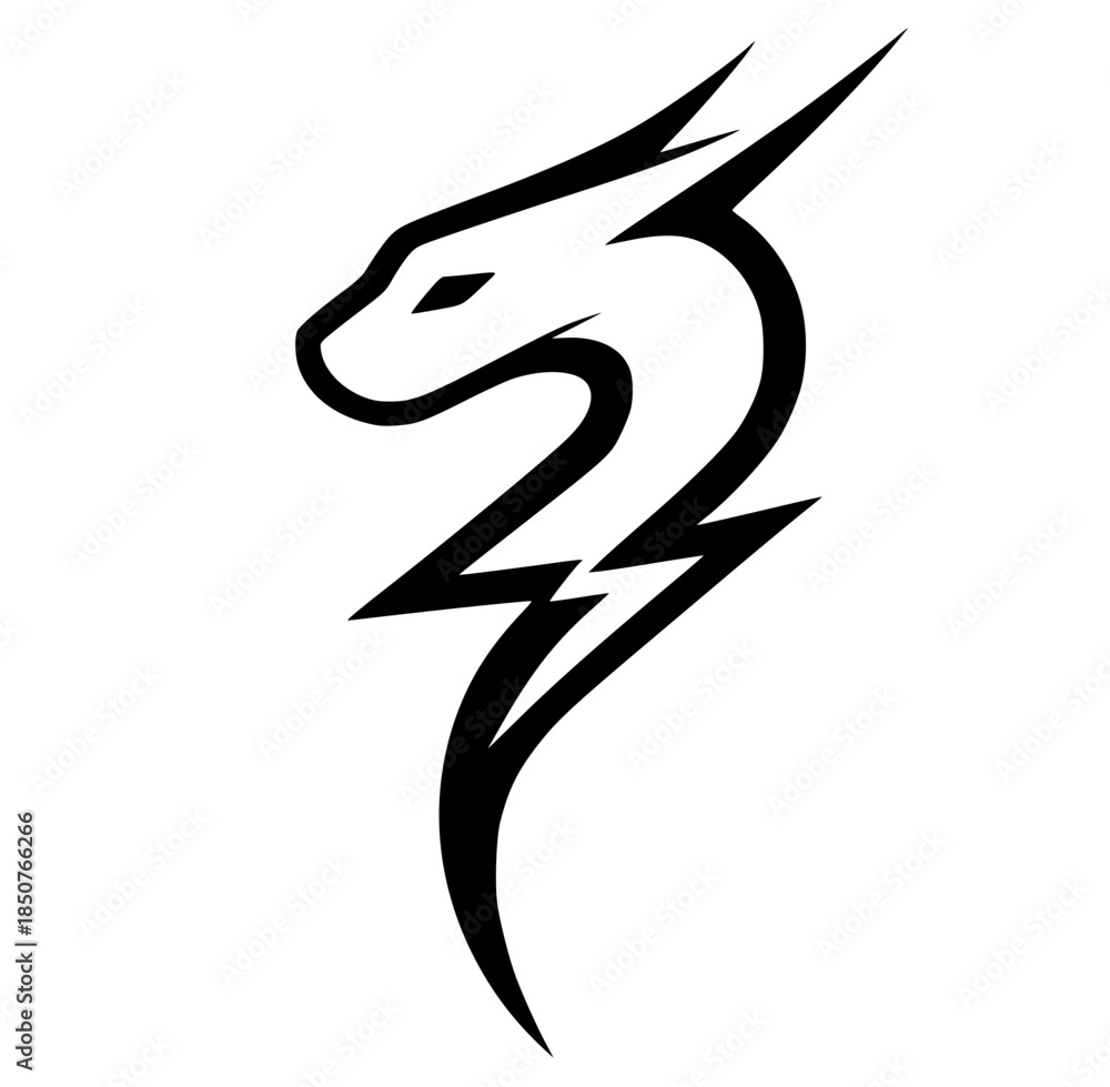 Fototapeta premium Thunder snake head silhouette vector design