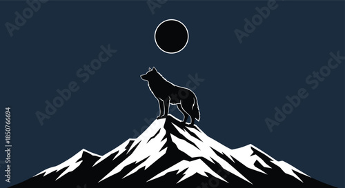 Wolf on mountain peak
