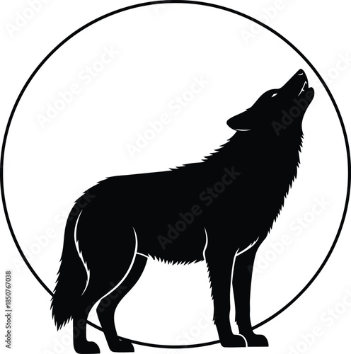 Wolf howling silhouette