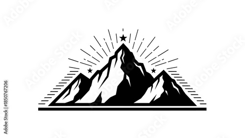Majestic Mountain Peak with Radiant Star Symbolizing Achievement.