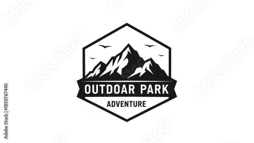 Outdoor Park Adventure Mountain Logo Emblem.