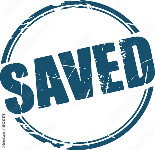 Saved stamp, protection icon, secure record, file kept safe