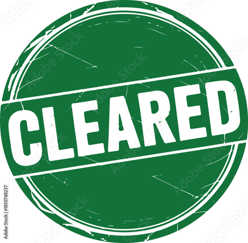 Cleared stamp vector illustration, green label with grunge texture