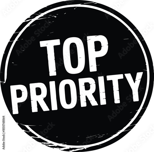 Top priority black circle stamp on transparent background