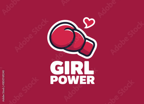A bold graphic highlighting female empowerment with boxing gloves, promoting themes of strength and courage, ideal for motivating women's rights and wellness.