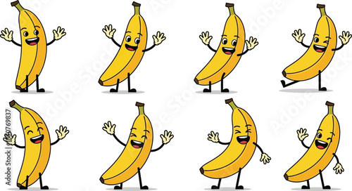 Happy banana characters