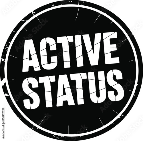 Active status stamp vector graphic with cracked texture