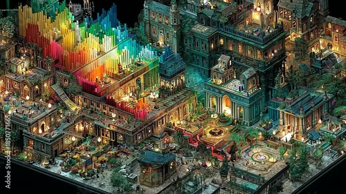 Isometric Fantasy Cityscape - A Detailed Architectural Visualization.