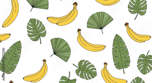 Bananas and tropical leaves