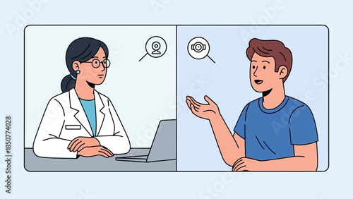 A male patient discussing his health concerns with a female doctor in a clinical setting