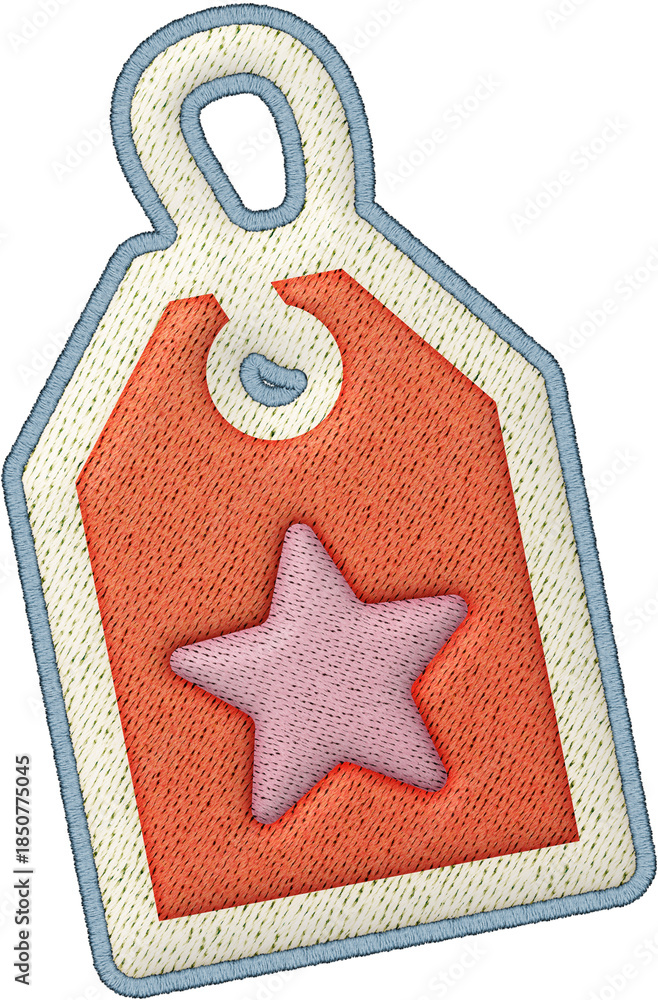 Foto Christmas element patchwork label tag icon with pink star shape simple festive t