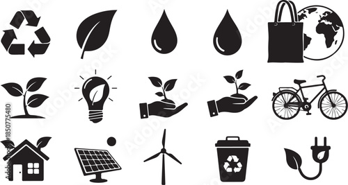 Green energy and eco friendly icons collection