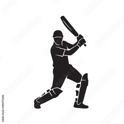 Cricket Batsman Silhouette – Batting Action Sports Vector Illustration
Dynamic cricket batsman silhouette showing batting action in protective gear. Ideal for cricket tournaments, sports branding, mat