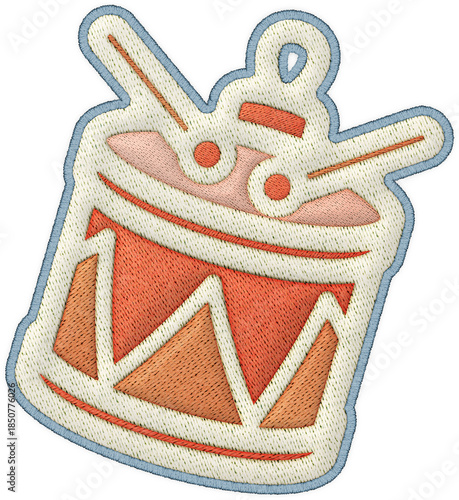 Christmas patchwork drum badge element cheerful embroidery decor for festive clothing craft project