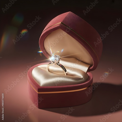 Elegant engagement ring in velvet box