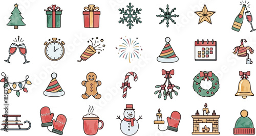 Festive Array of Christmas Icons: A curated assortment of Christmas-themed icons, embodying the joy, warmth, and tradition of the holiday season, inviting viewers to share in the magic.